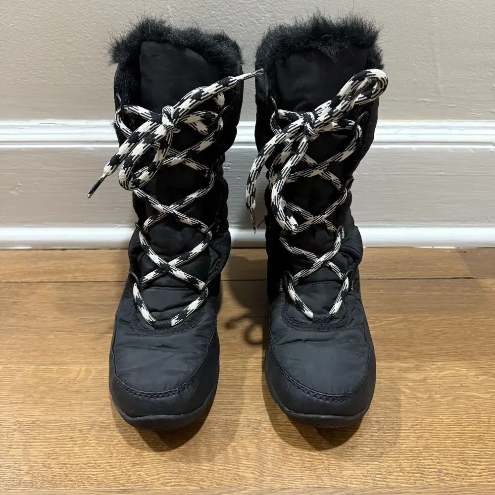 Sorel Whitney Tall Lace 2 Waterproof Cozy Black Winter Snow Boots Women Sz 7.5